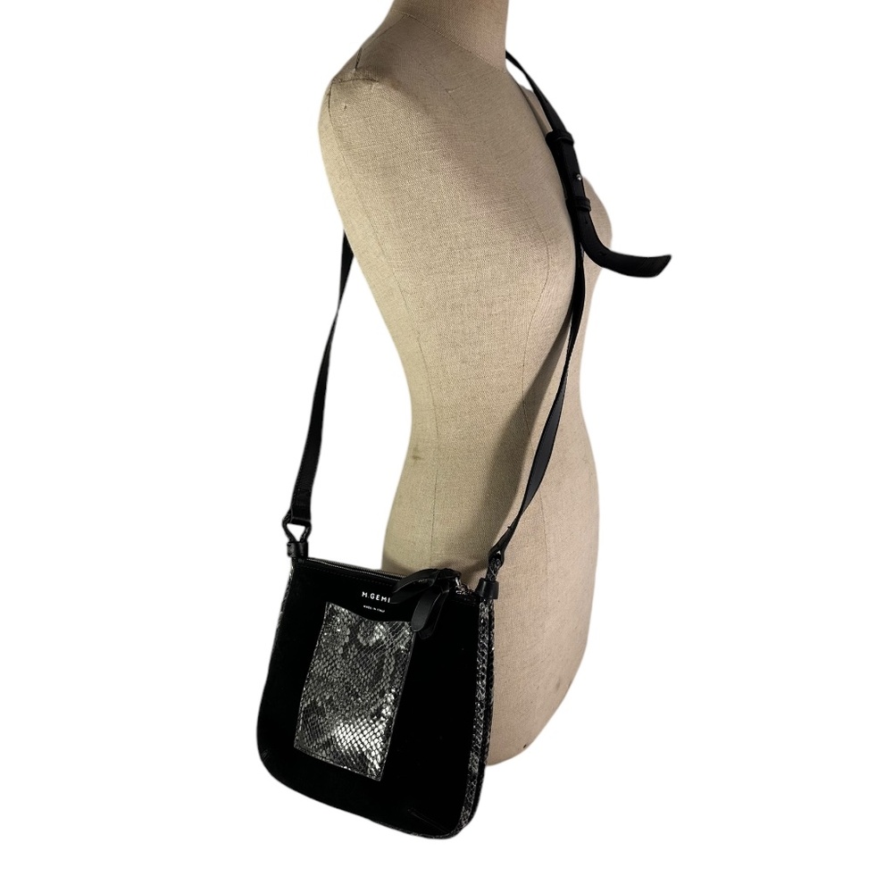 Genuine M. GEMI Black Leather The Rosetta Crossbody Shoulder Bag Made In Italy